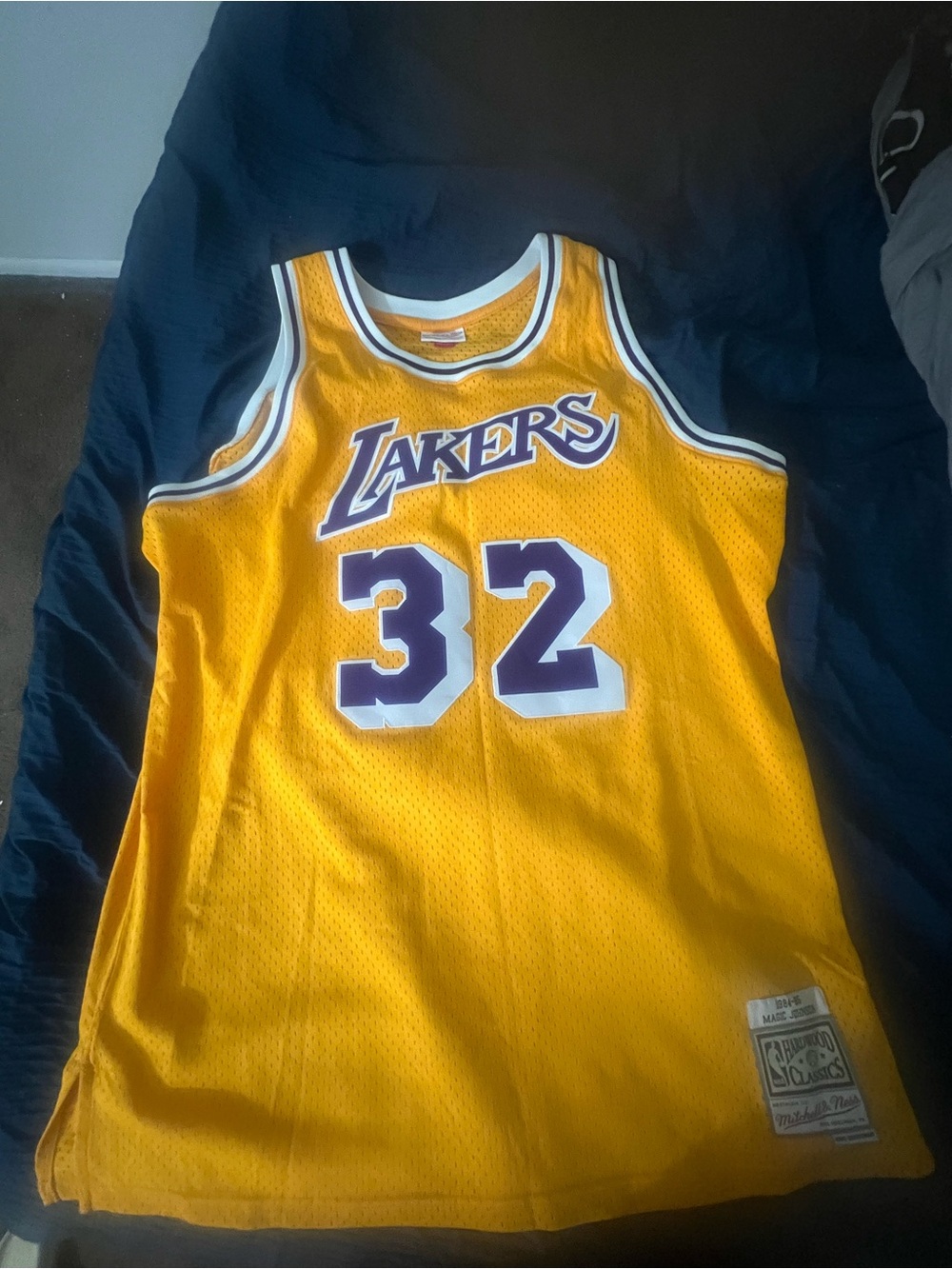 Mitchell & Ness Yellow and White Mesh Jersey Collar